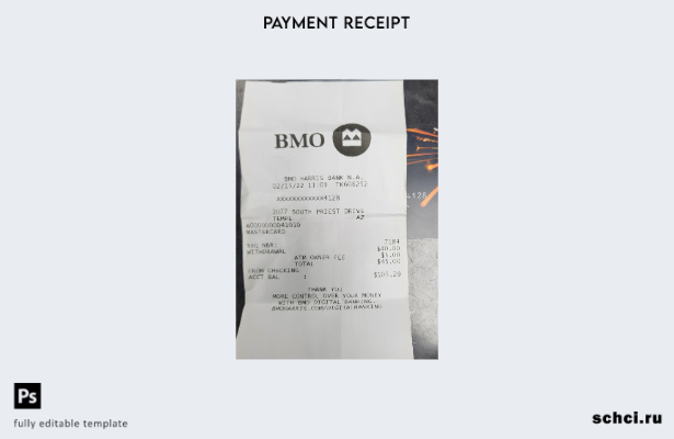 скачать цифровой шаблон банковской квитанции Bmo в Канаде